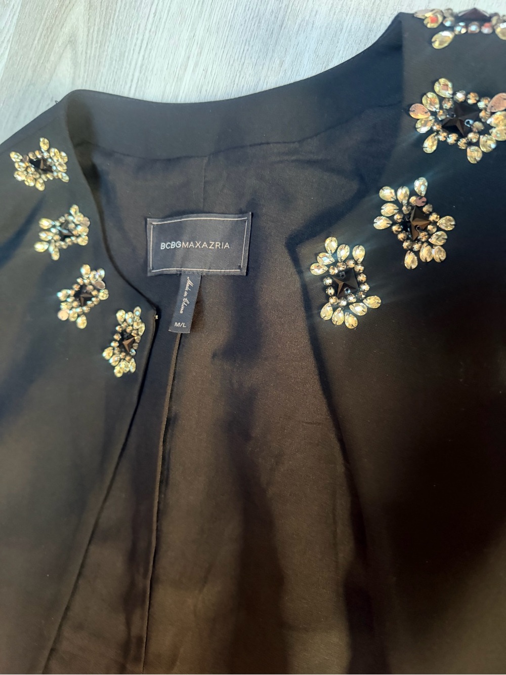BCBGMaxAzria Black Embellished Cape Jacket - Picture 3 of 3